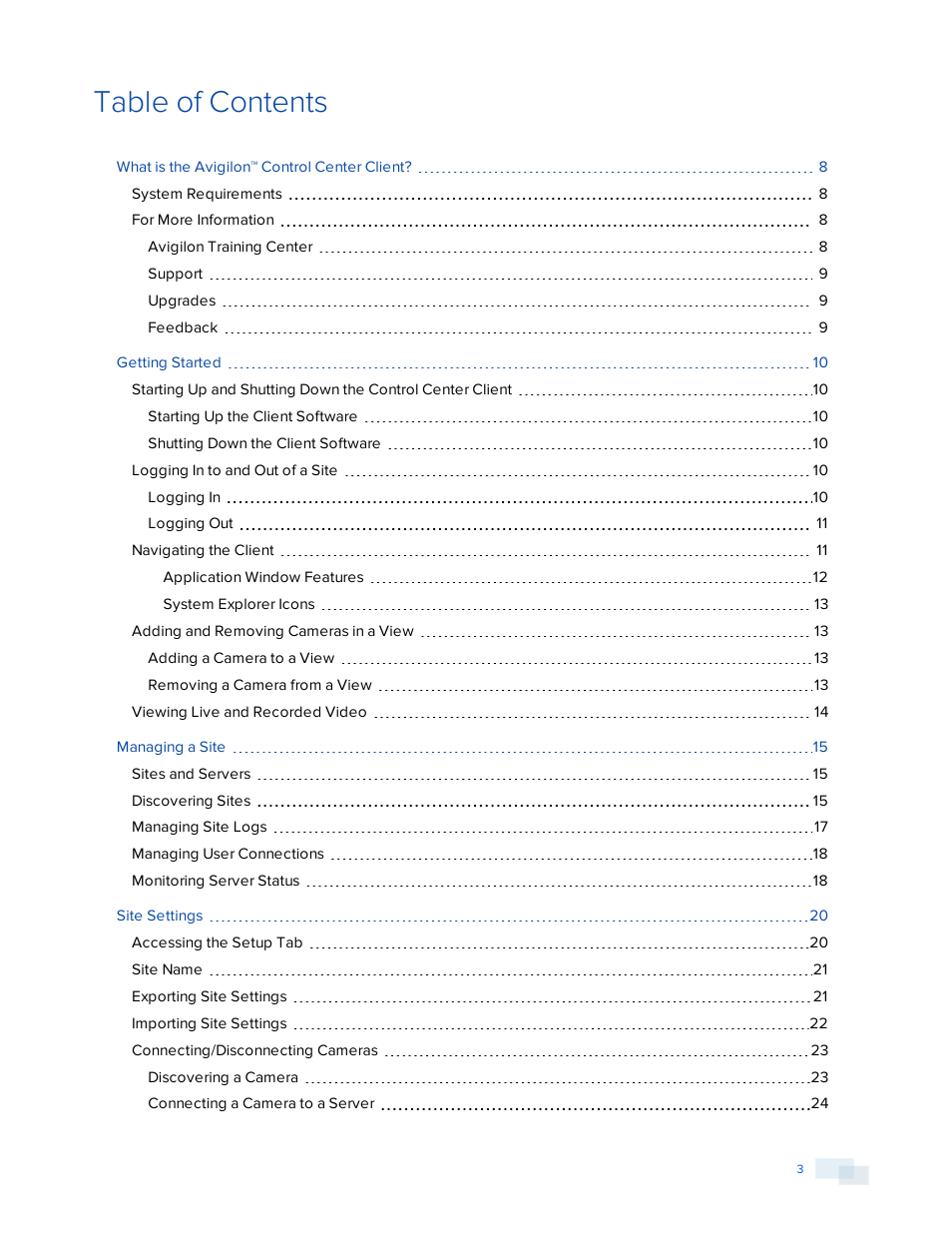 Avigilon ACC Core Version 5.2.2 User Manual | Page 3 / 113