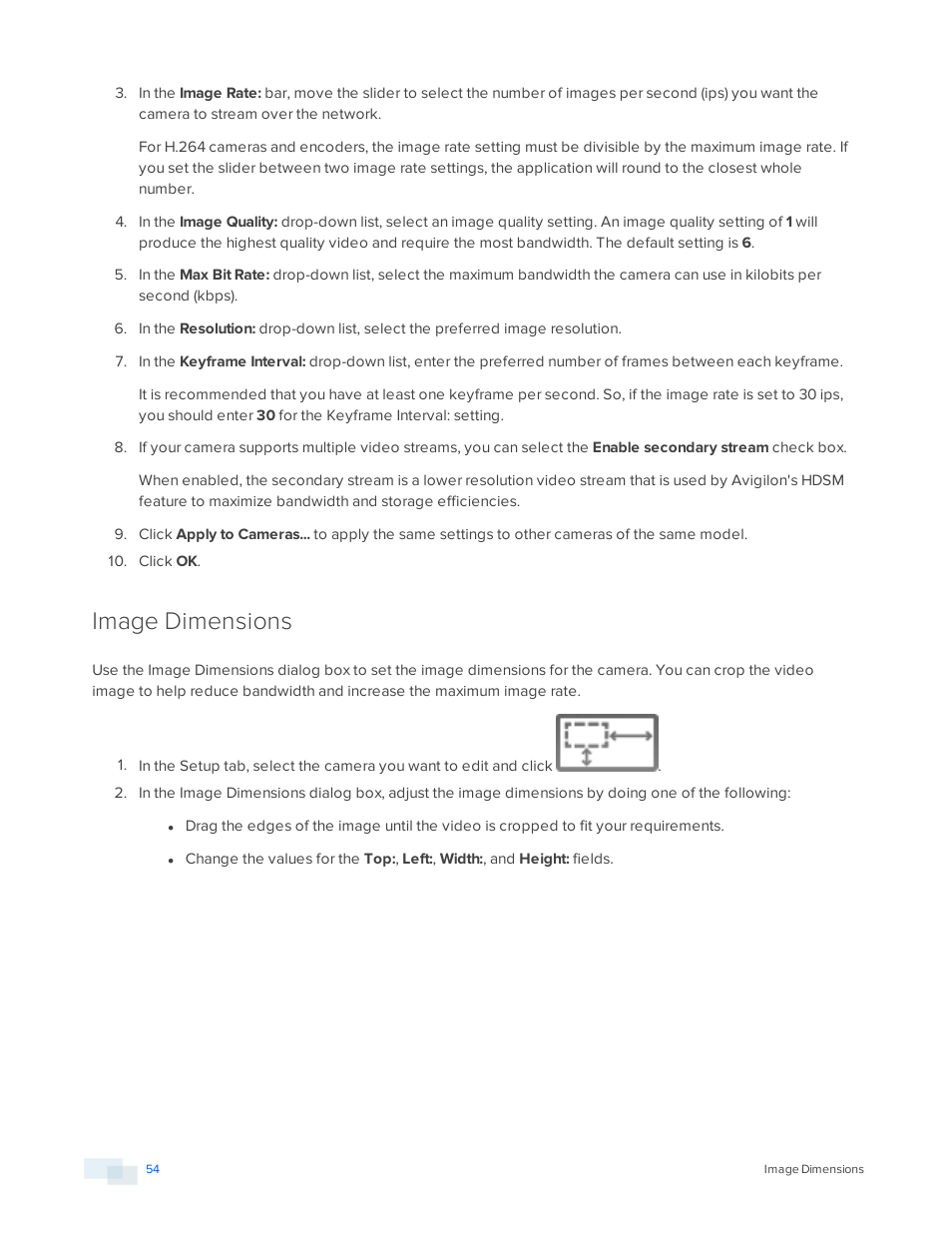 Image dimensions | Avigilon ACC Core Version 5.2.2 User Manual | Page 54 / 113