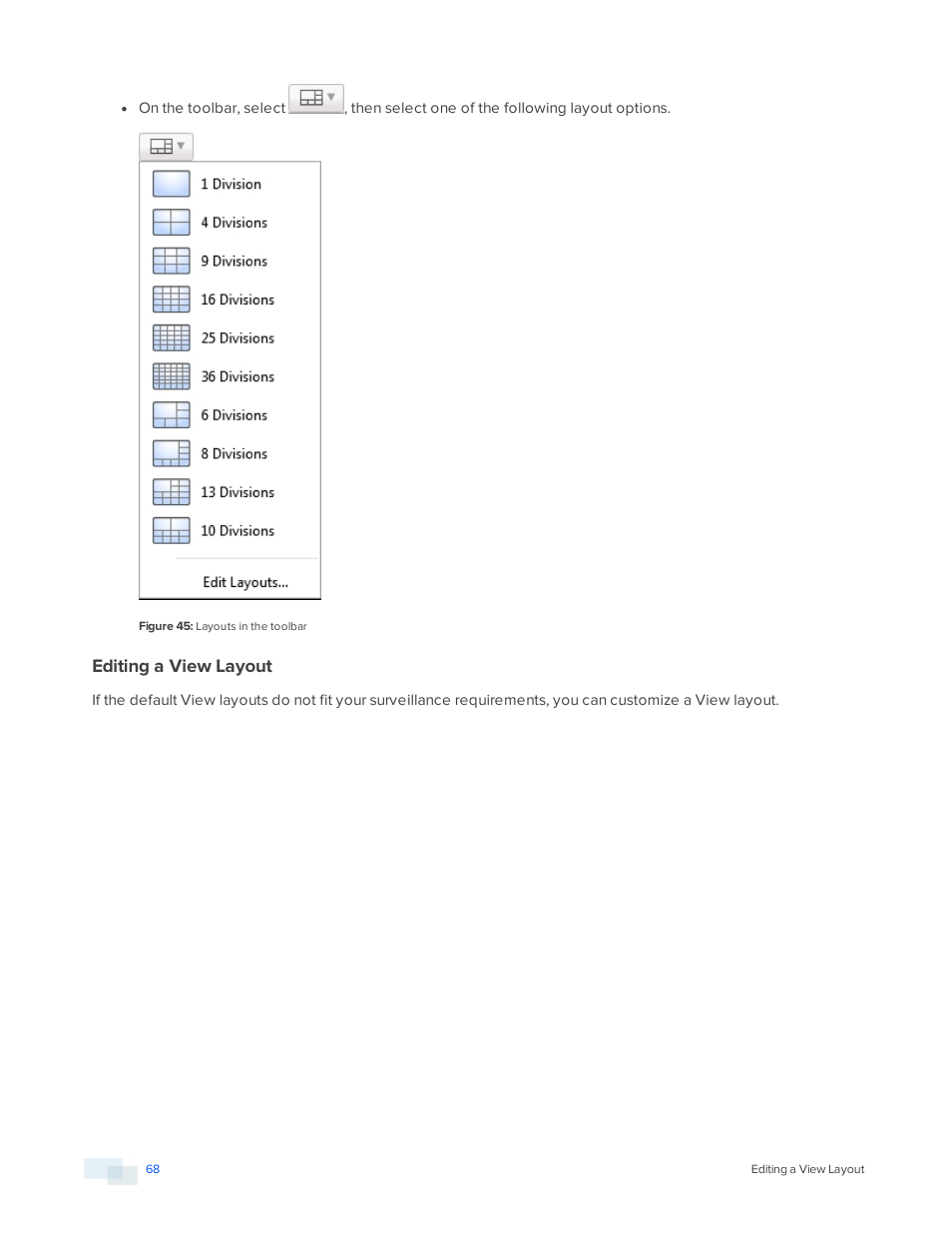 Editing a view layout | Avigilon ACC Core Version 5.2.2 User Manual | Page 68 / 113