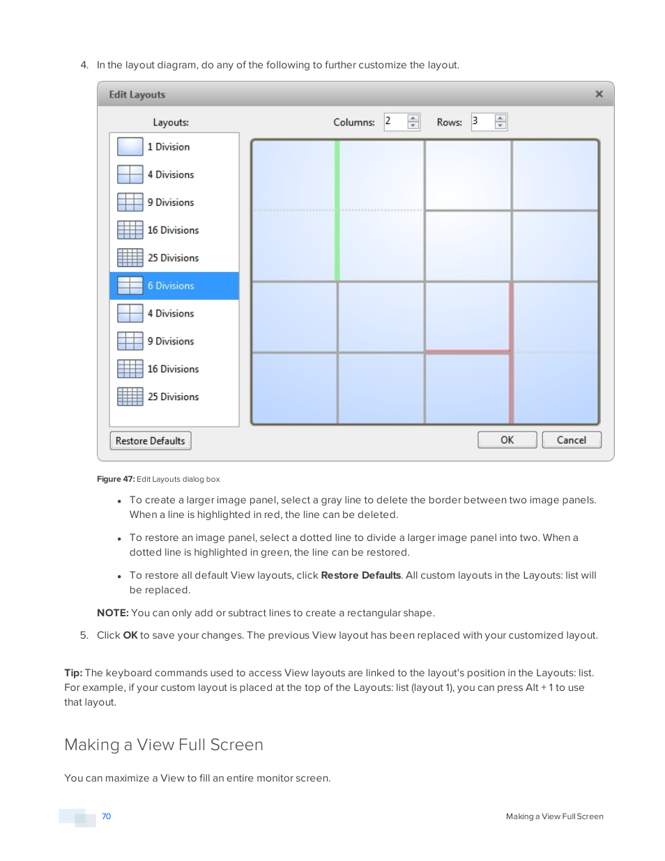 Making a view full screen | Avigilon ACC Core Version 5.2.2 User Manual | Page 70 / 113