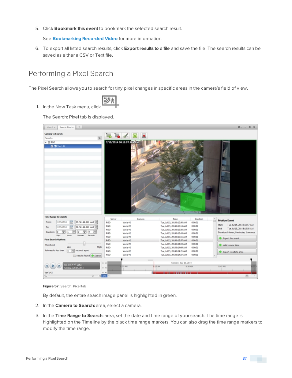 Performing a pixel search | Avigilon ACC Core Version 5.2.2 User Manual | Page 87 / 113