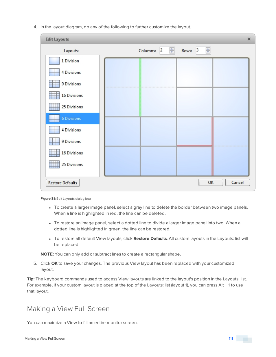 Making a view full screen | Avigilon ACC Enterprise Version 5.2.2 User Manual | Page 111 / 189