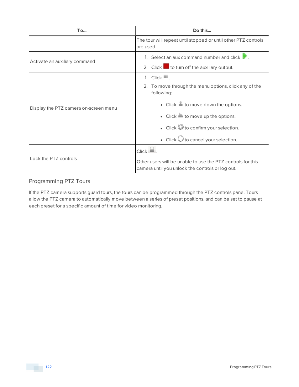 Programming ptz tours | Avigilon ACC Enterprise Version 5.2.2 User Manual | Page 122 / 189