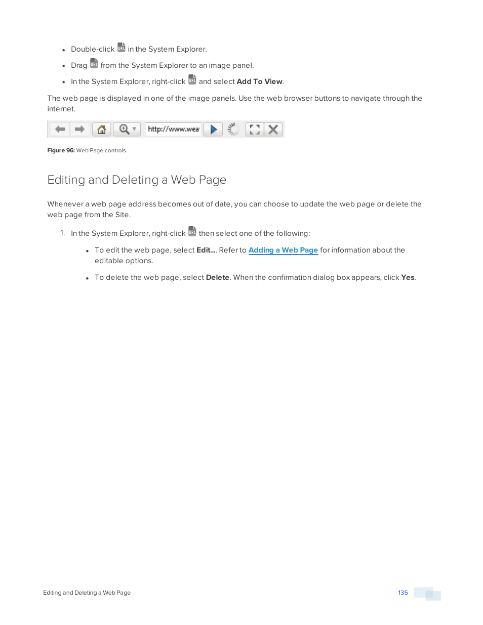 Editing and deleting a web page | Avigilon ACC Enterprise Version 5.2.2 User Manual | Page 135 / 189