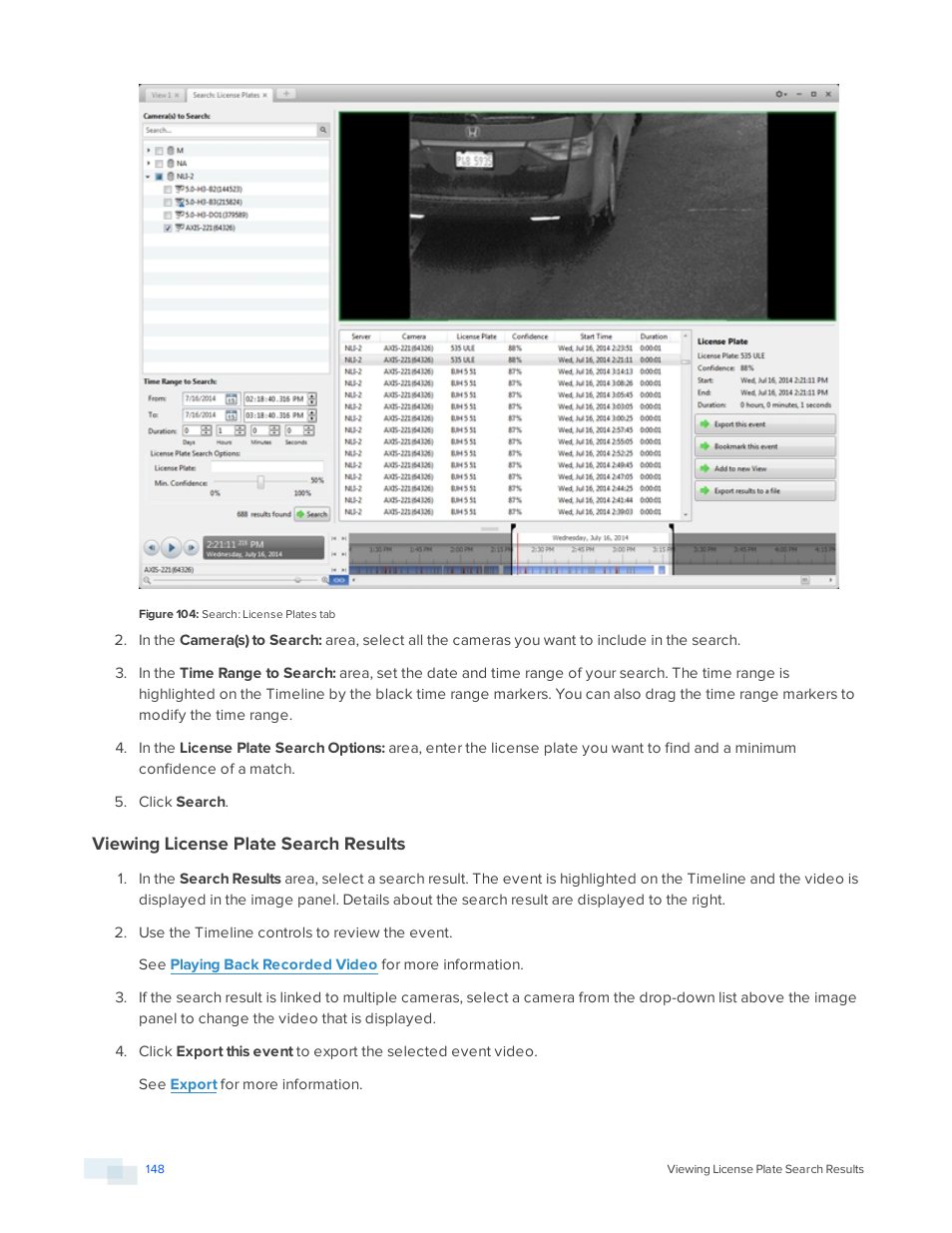 Viewing license plate search results | Avigilon ACC Enterprise Version 5.2.2 User Manual | Page 148 / 189