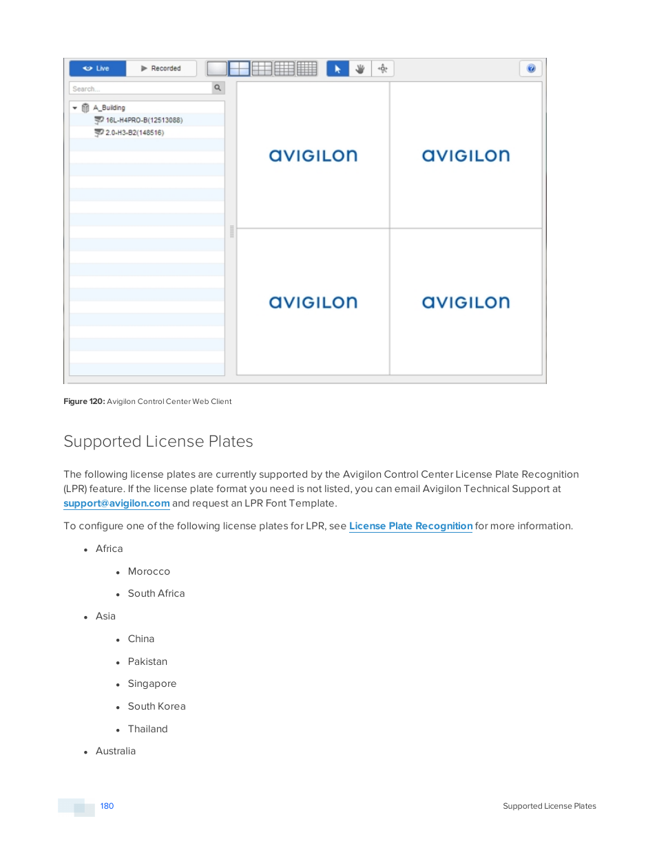 Supported license plates | Avigilon ACC Enterprise Version 5.2.2 User Manual | Page 180 / 189