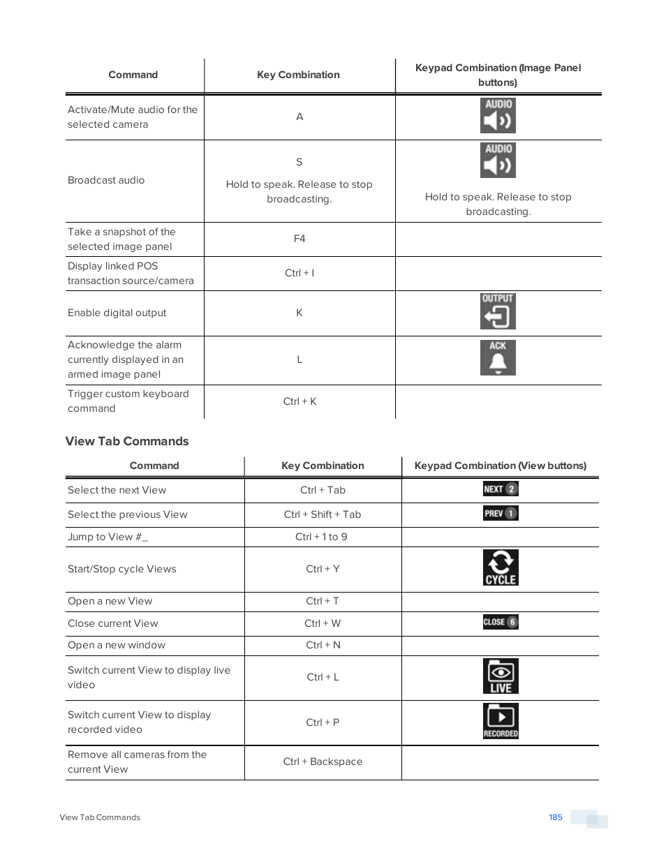 View tab commands | Avigilon ACC Enterprise Version 5.2.2 User Manual | Page 185 / 189