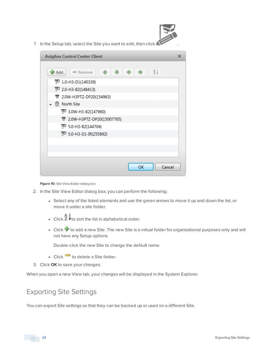 Exporting site settings | Avigilon ACC Enterprise Version 5.2.2 User Manual | Page 24 / 189