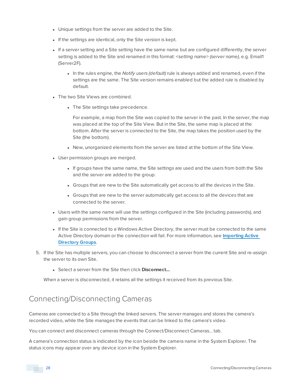 Connecting/disconnecting cameras | Avigilon ACC Enterprise Version 5.2.2 User Manual | Page 28 / 189