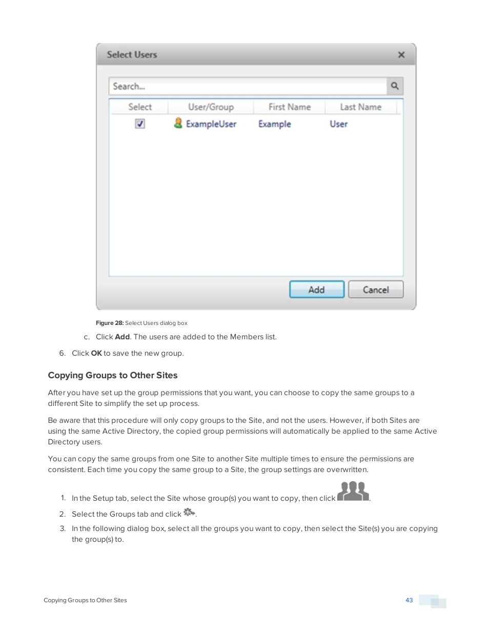 Copying groups to other sites | Avigilon ACC Enterprise Version 5.2.2 User Manual | Page 43 / 189