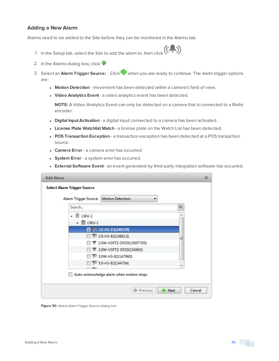 Adding a new alarm | Avigilon ACC Enterprise Version 5.2.2 User Manual | Page 45 / 189