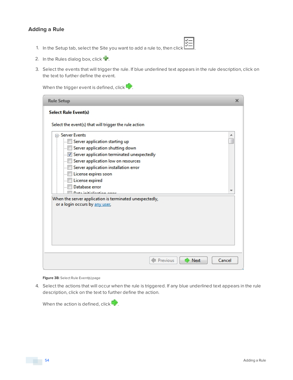 Adding a rule | Avigilon ACC Enterprise Version 5.2.2 User Manual | Page 54 / 189