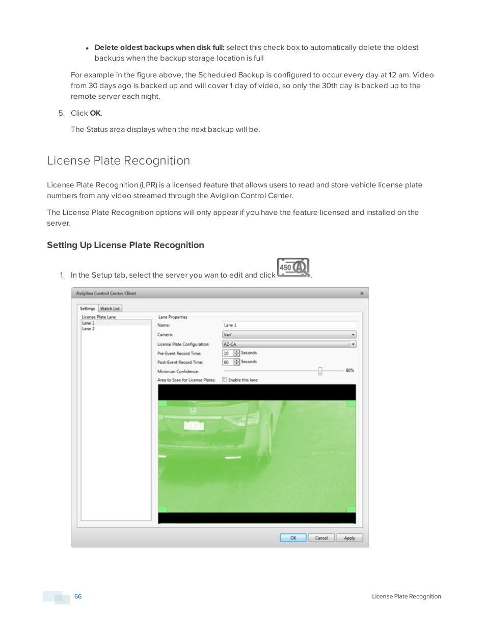 License plate recognition, Setting up license plate recognition | Avigilon ACC Enterprise Version 5.2.2 User Manual | Page 66 / 189