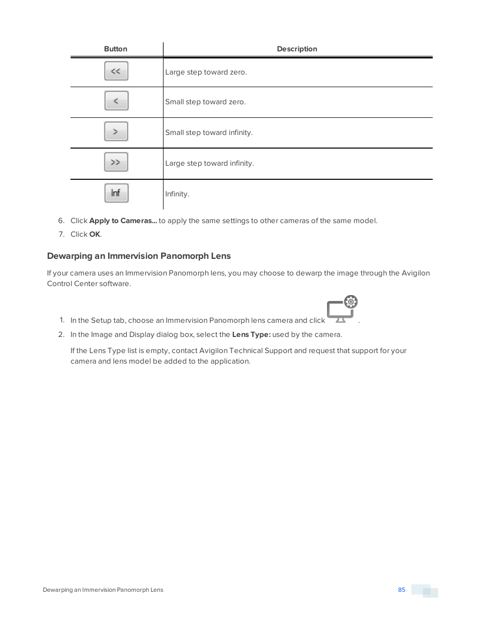 Dewarping an immervision panomorph lens | Avigilon ACC Enterprise Version 5.2.2 User Manual | Page 85 / 189