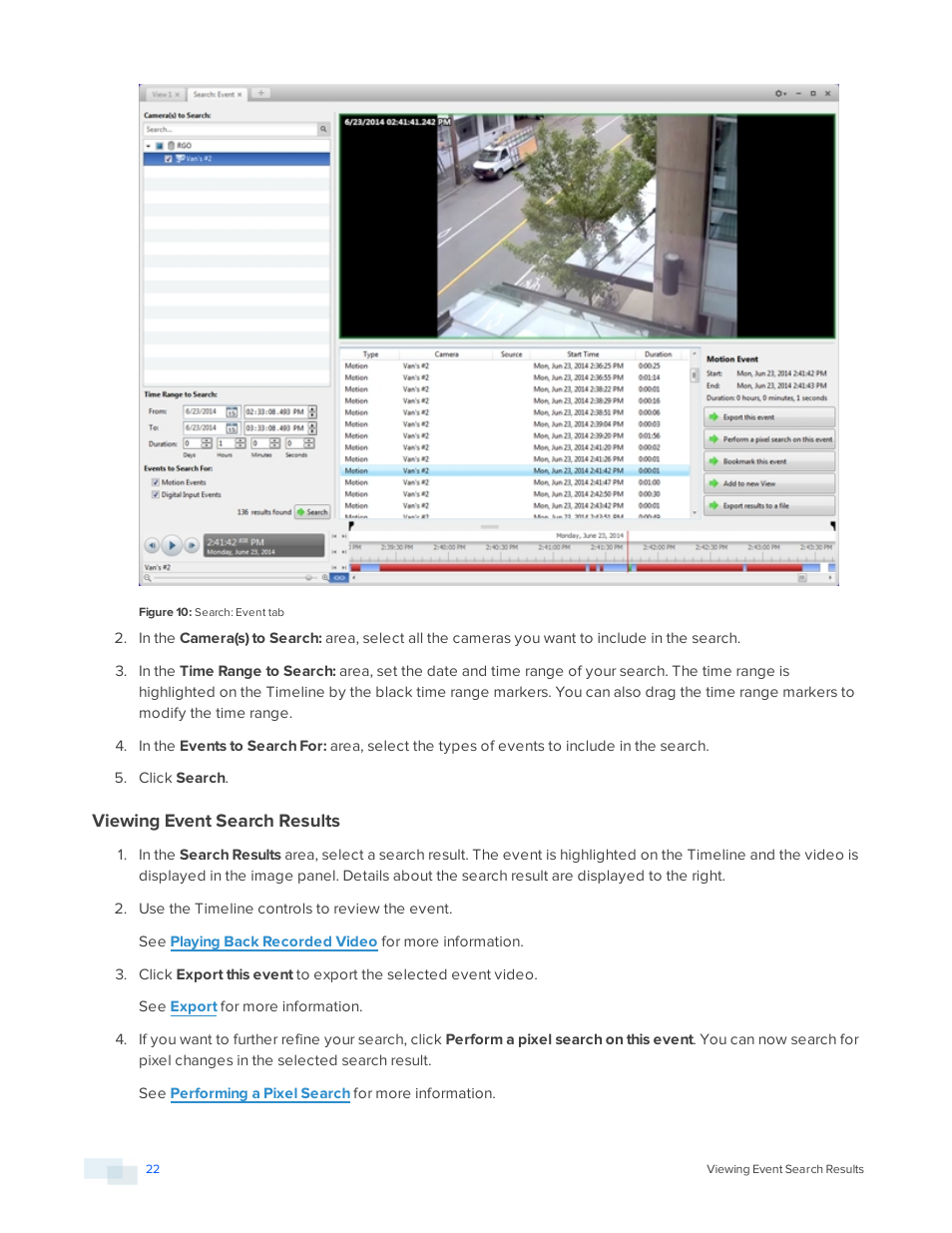 Viewing event search results | Avigilon ACC Player Version 5.2.2 User Manual | Page 22 / 42