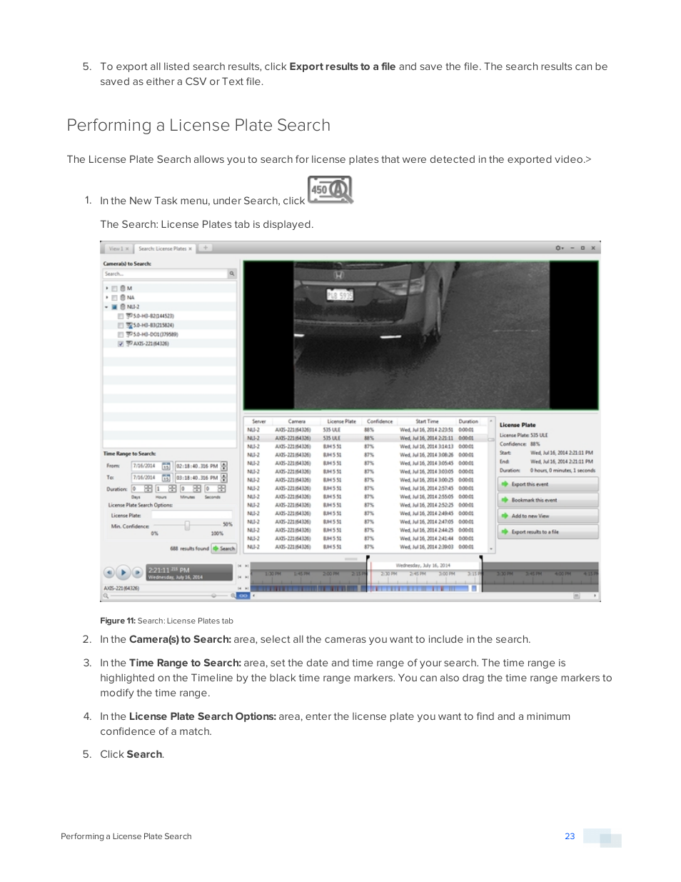 Performing a license plate search | Avigilon ACC Player Version 5.2.2 User Manual | Page 23 / 42