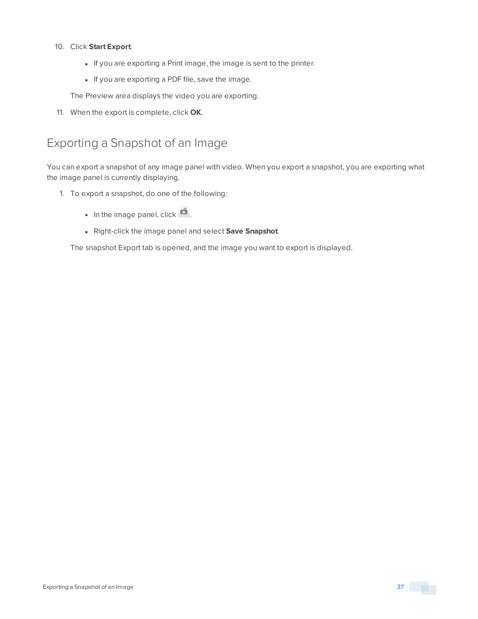 Exporting a snapshot of an image, Exporting a, Snapshot of an image | Avigilon ACC Player Version 5.2.2 User Manual | Page 37 / 42