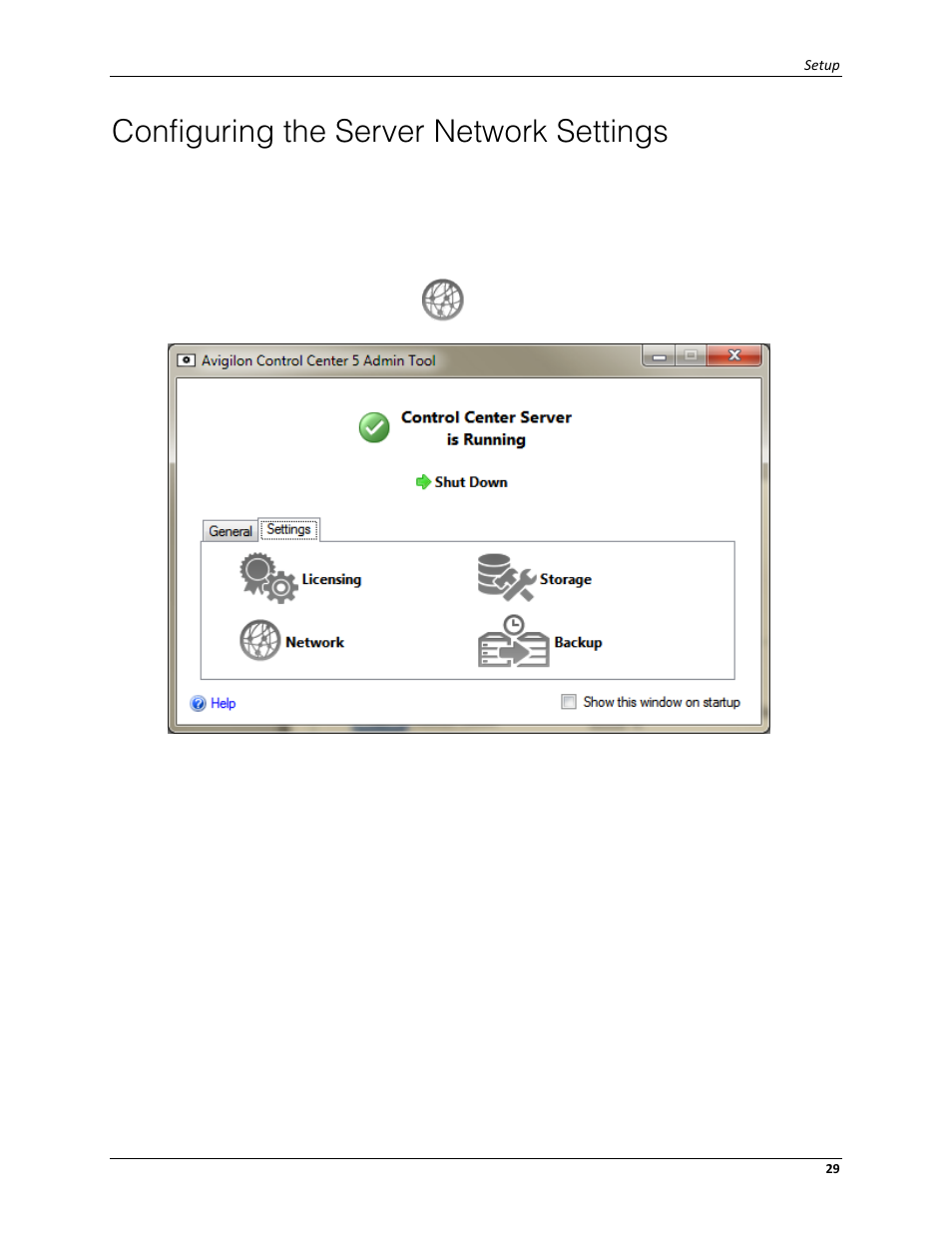 Configuring the server network settings, Configuring, The server network settings | Avigilon ACC Server Version 5.2 User Manual | Page 33 / 42