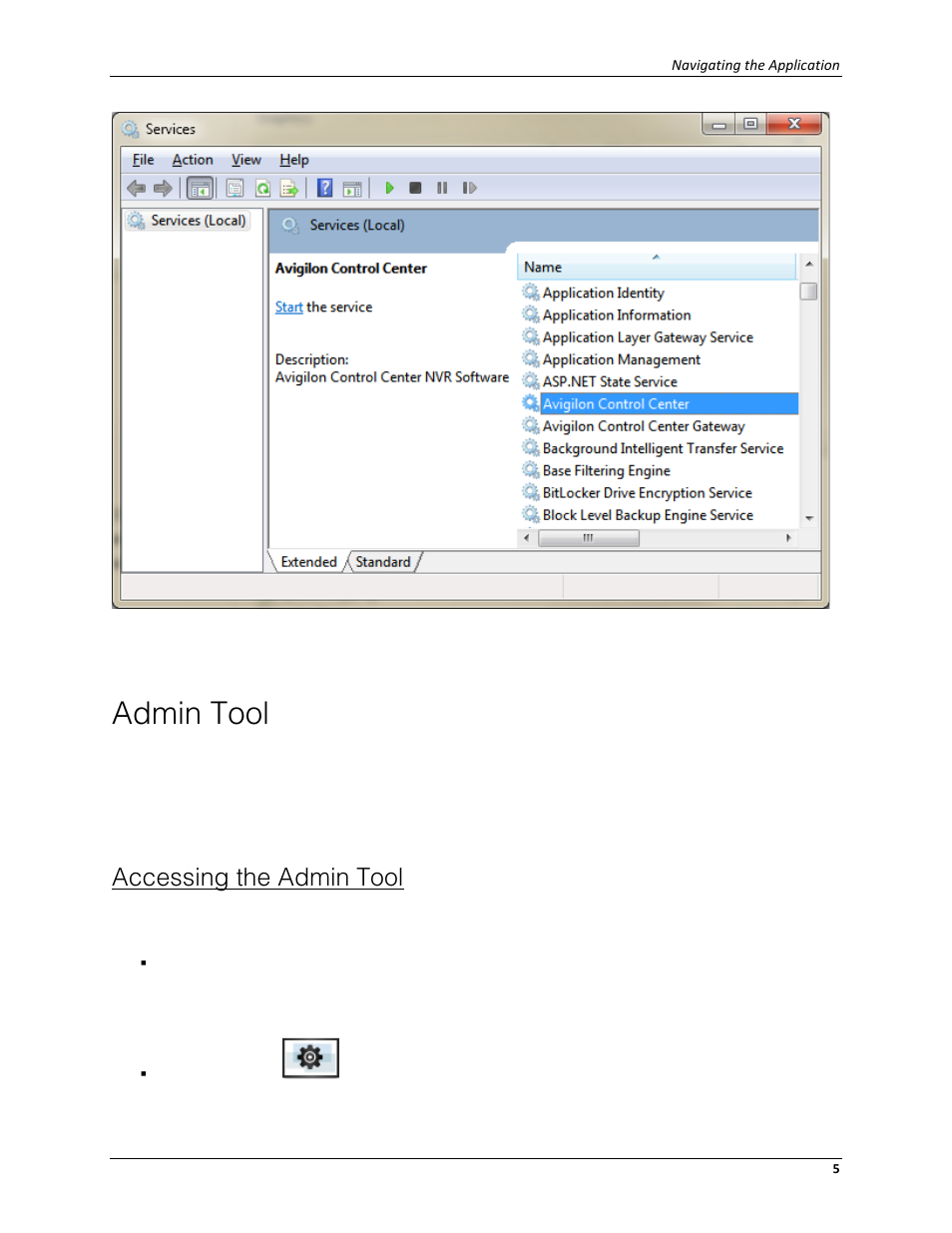 Admin tool, Accessing the admin tool | Avigilon ACC Server Version 5.2 User Manual | Page 9 / 42