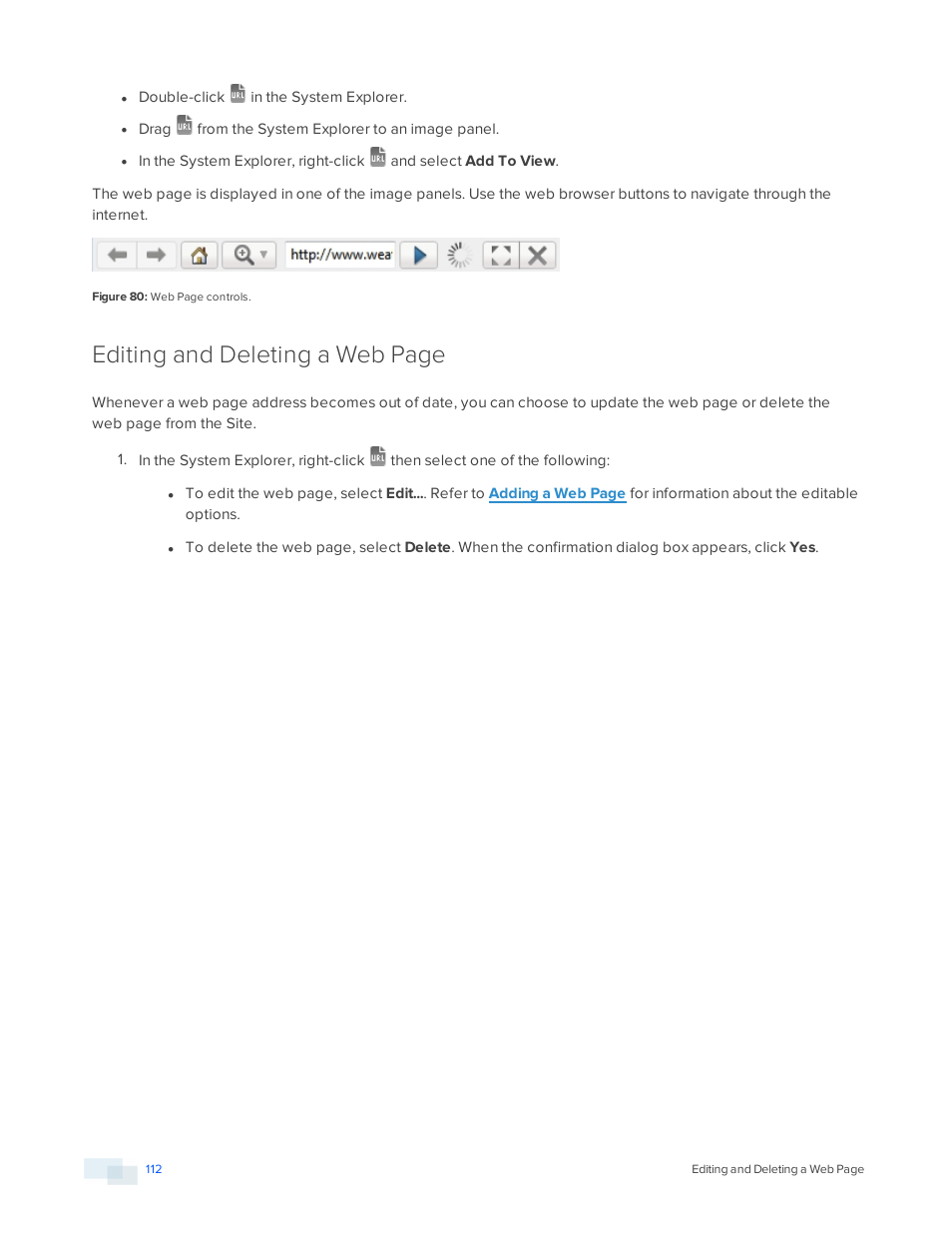 Editing and deleting a web page | Avigilon ACC Standard Version 5.2.2 User Manual | Page 112 / 151