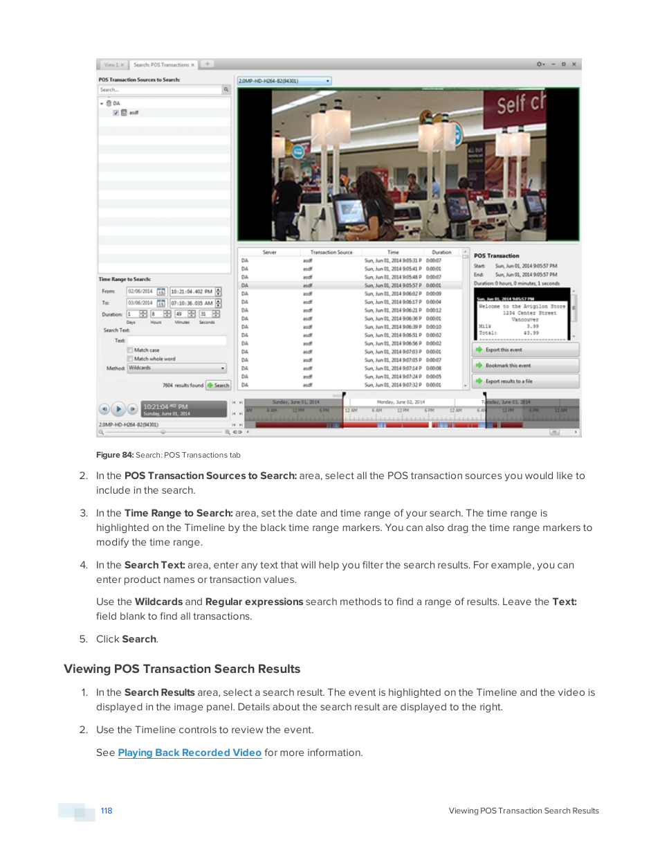 Viewing pos transaction search results | Avigilon ACC Standard Version 5.2.2 User Manual | Page 118 / 151
