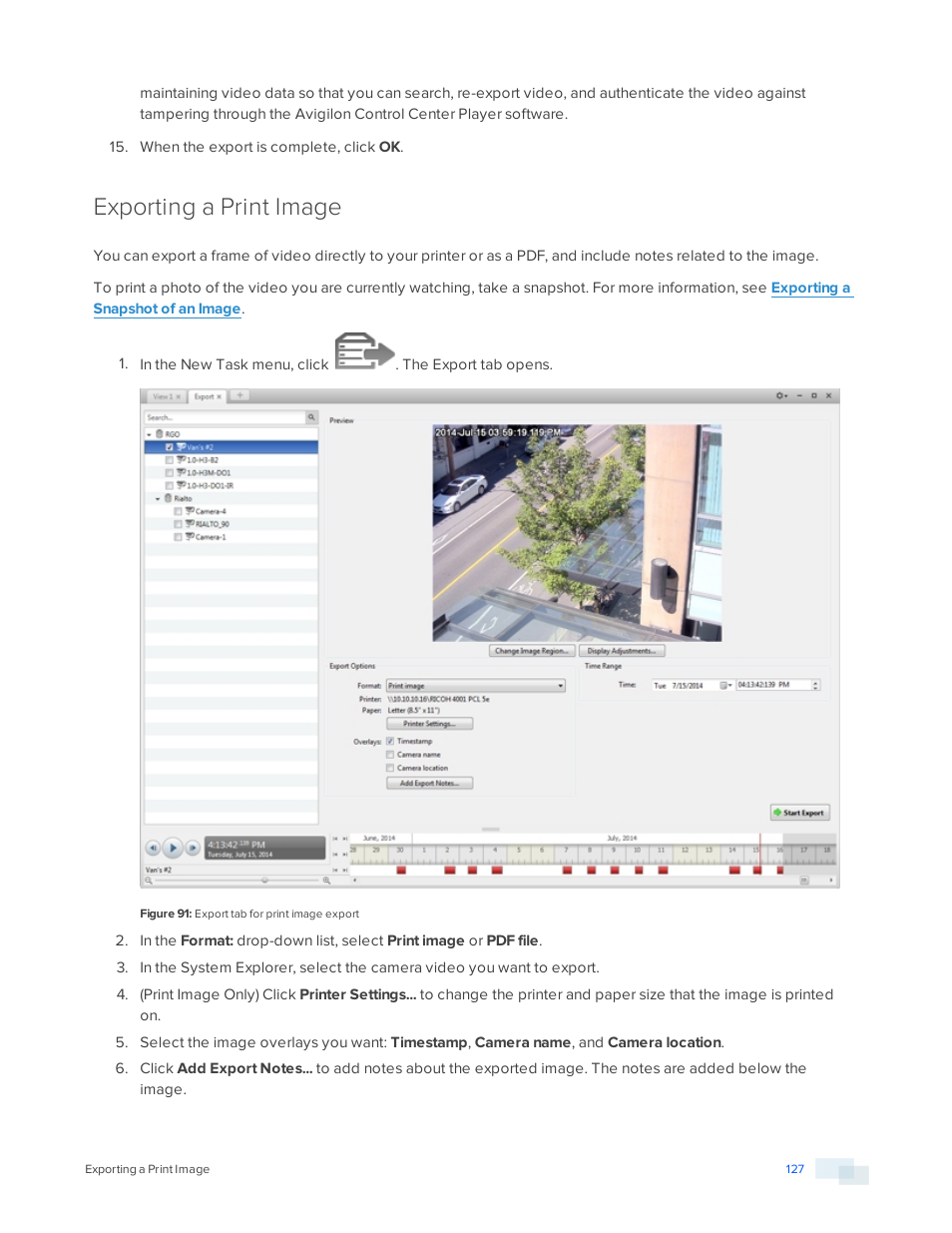 Exporting a print image | Avigilon ACC Standard Version 5.2.2 User Manual | Page 127 / 151