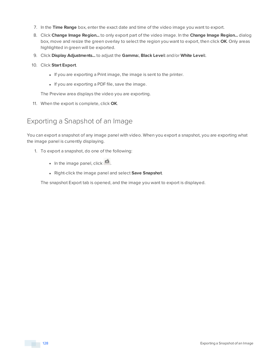 Exporting a snapshot of an image | Avigilon ACC Standard Version 5.2.2 User Manual | Page 128 / 151