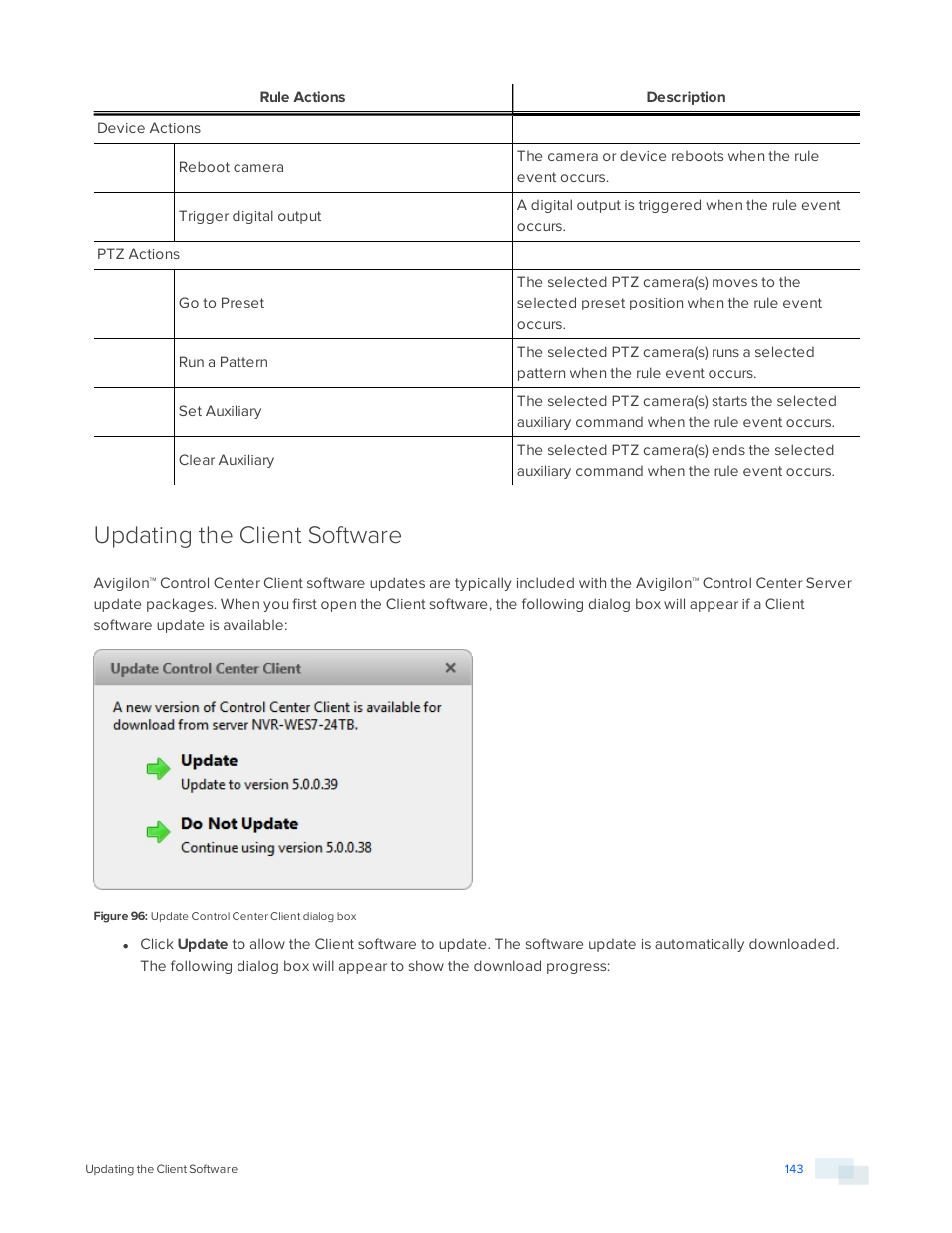 Updating the client software | Avigilon ACC Standard Version 5.2.2 User Manual | Page 143 / 151