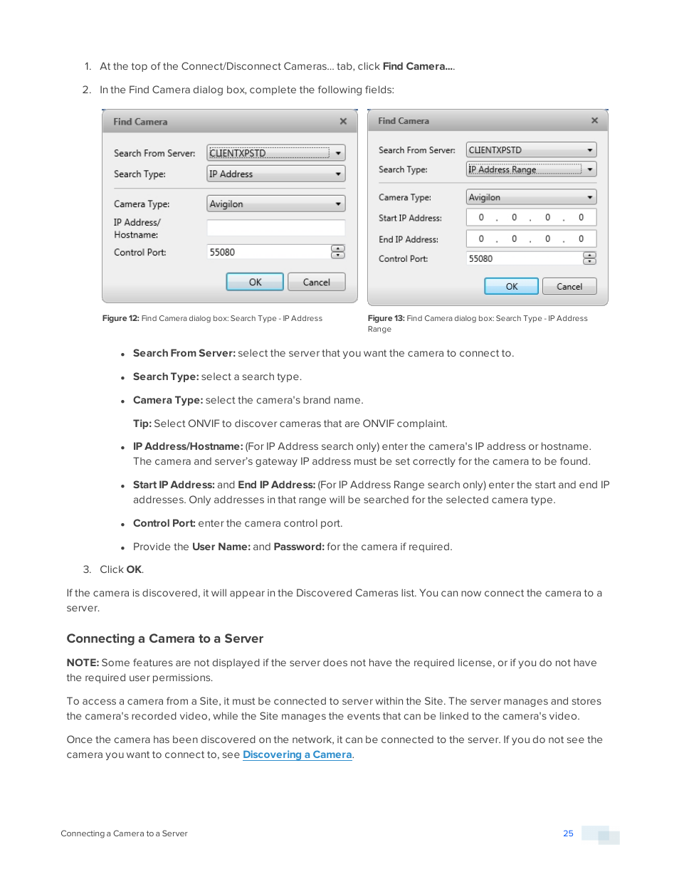 Connecting a camera to a server | Avigilon ACC Standard Version 5.2.2 User Manual | Page 25 / 151