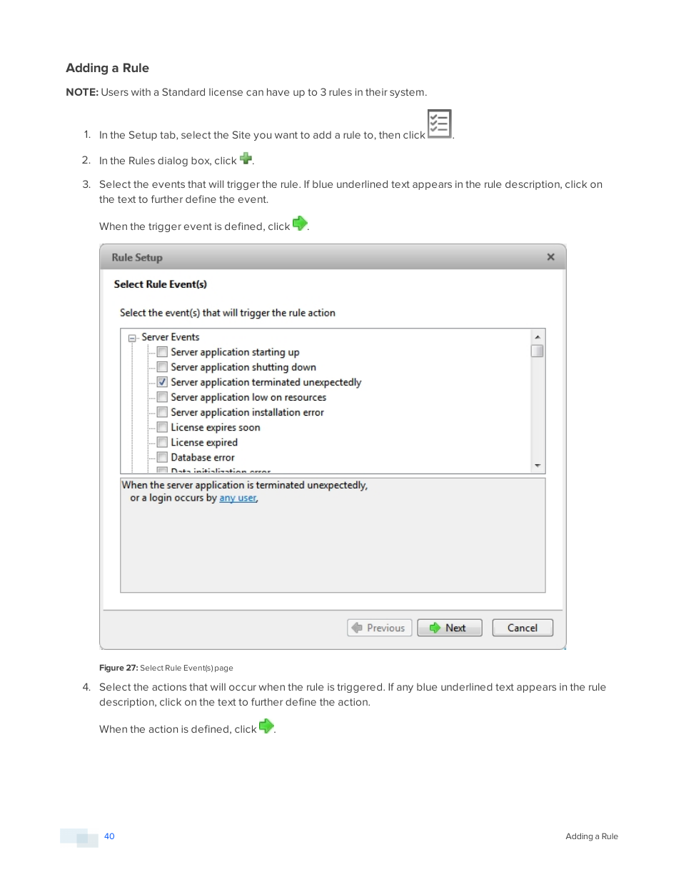 Adding a rule | Avigilon ACC Standard Version 5.2.2 User Manual | Page 40 / 151