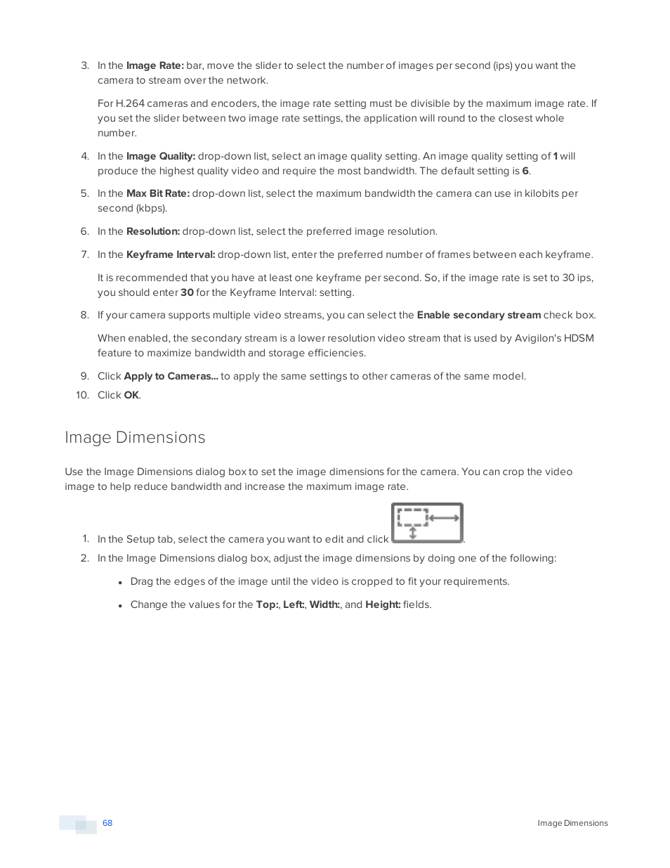 Image dimensions | Avigilon ACC Standard Version 5.2.2 User Manual | Page 68 / 151