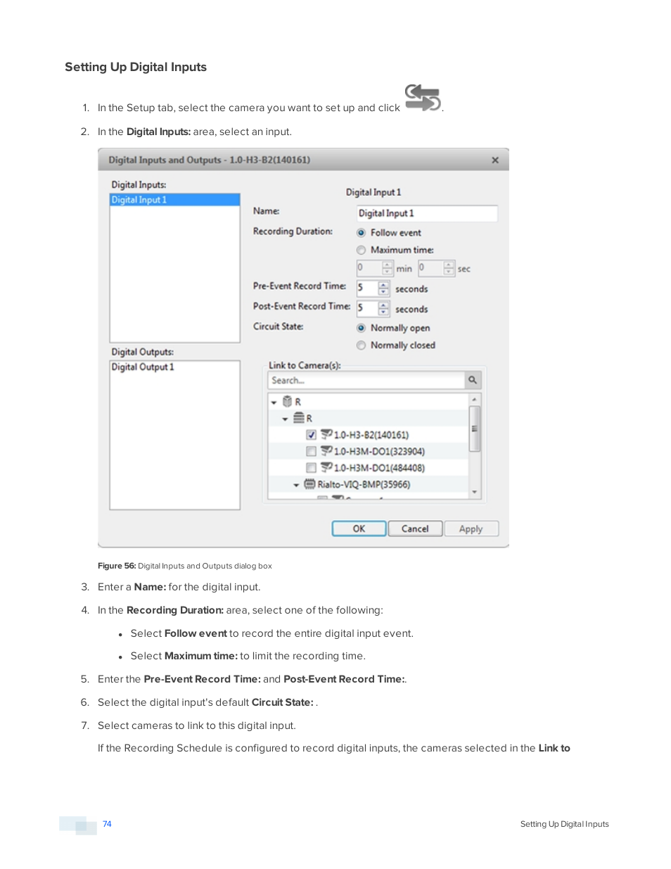 Setting up digital inputs | Avigilon ACC Standard Version 5.2.2 User Manual | Page 74 / 151
