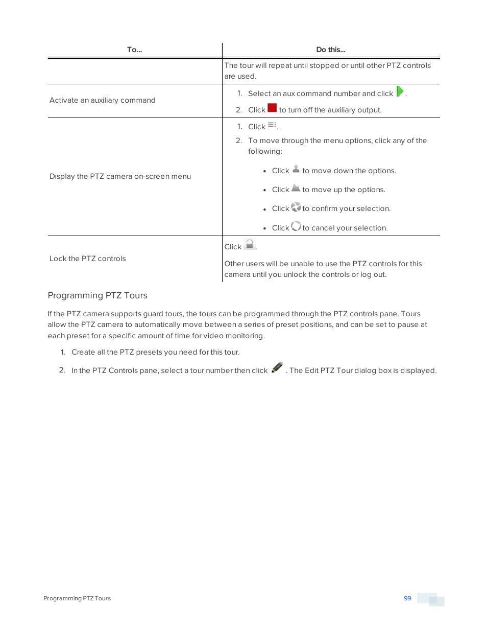 Programming ptz tours | Avigilon ACC Standard Version 5.2.2 User Manual | Page 99 / 151
