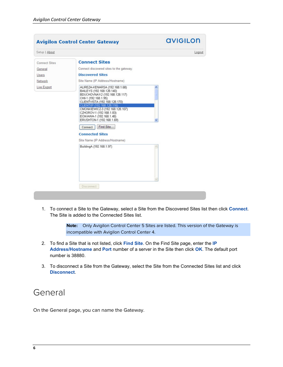 General | Avigilon ACC Gateway Version 5.2 User Manual | Page 12 / 24