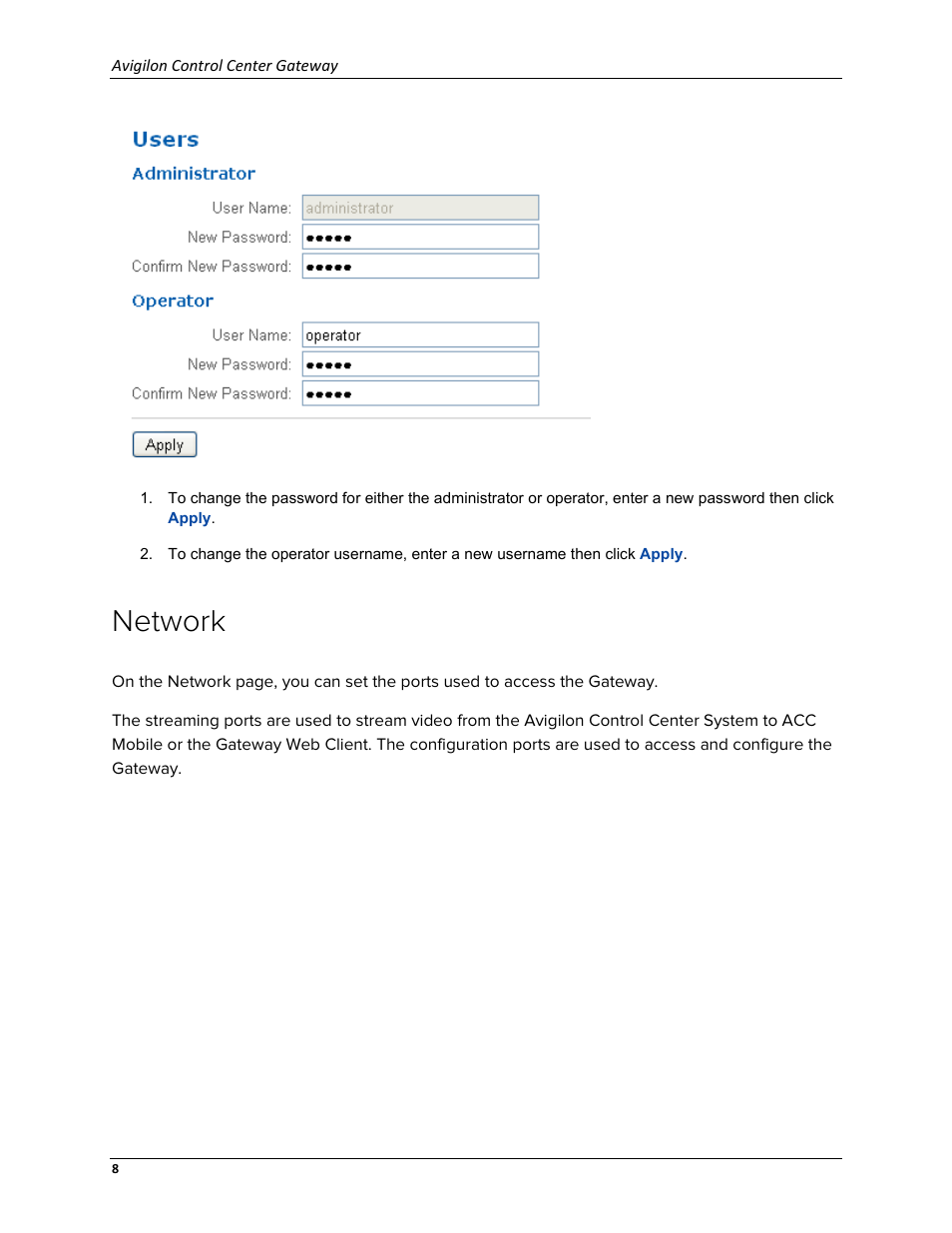 Network | Avigilon ACC Gateway Version 5.2 User Manual | Page 14 / 24