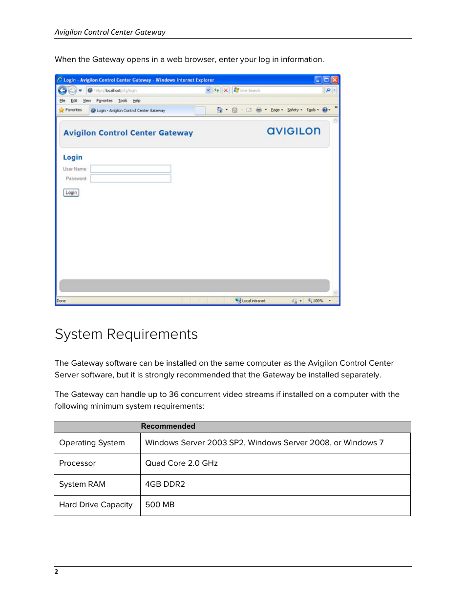 System requirements | Avigilon ACC Gateway Version 5.2 User Manual | Page 8 / 24