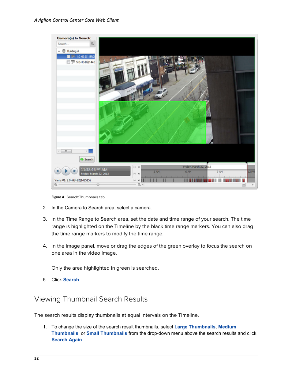 Viewing thumbnail search results | Avigilon ACC Core Web Version 5.2 User Manual | Page 40 / 57