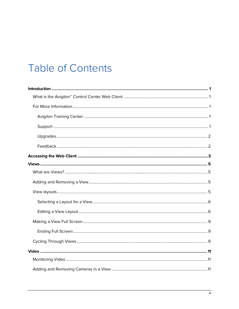 Avigilon ACC Core Web Version 5.2 User Manual | Page 5 / 57