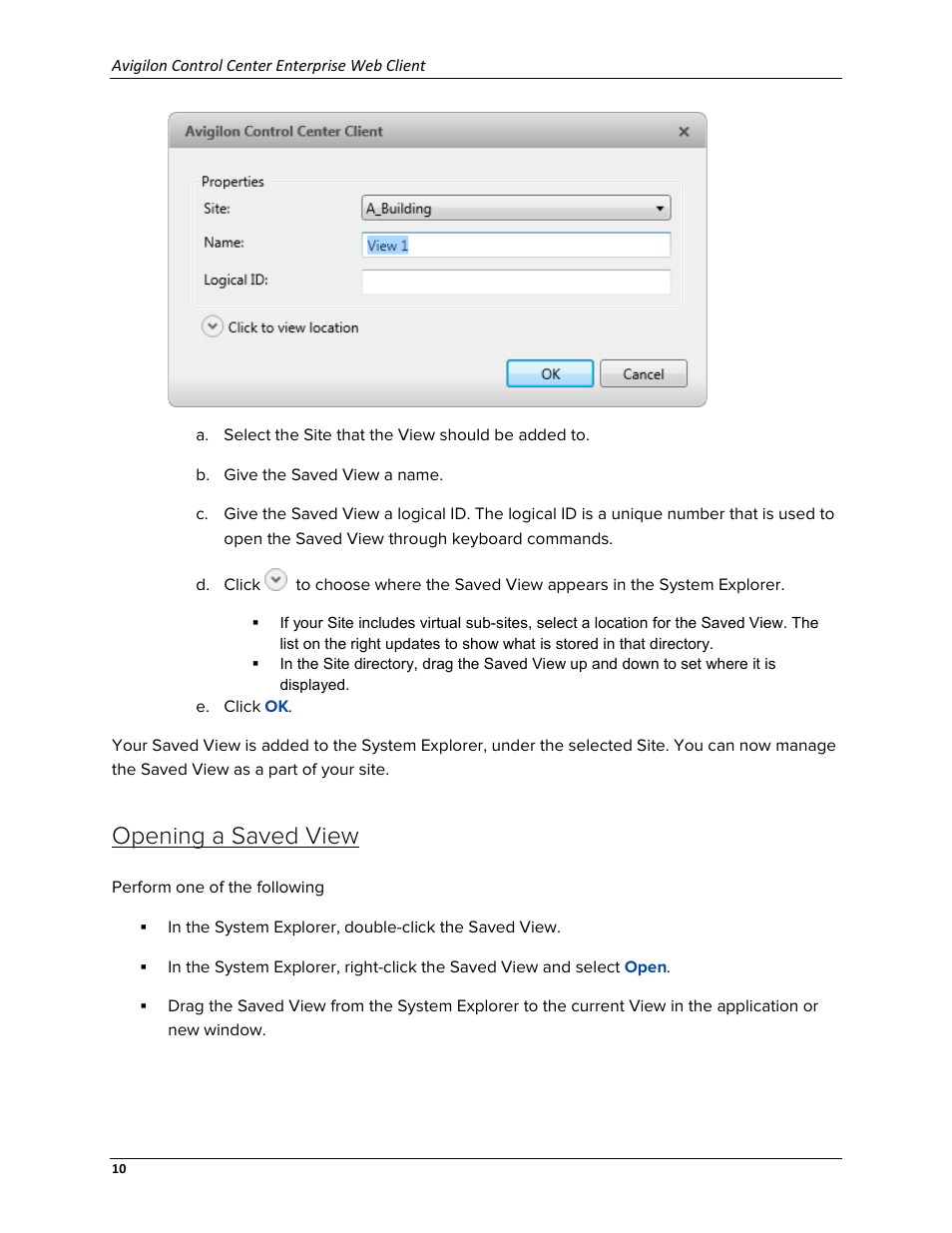 Opening a saved view | Avigilon ACC Enterprise Web Version 5.2 User Manual | Page 20 / 90