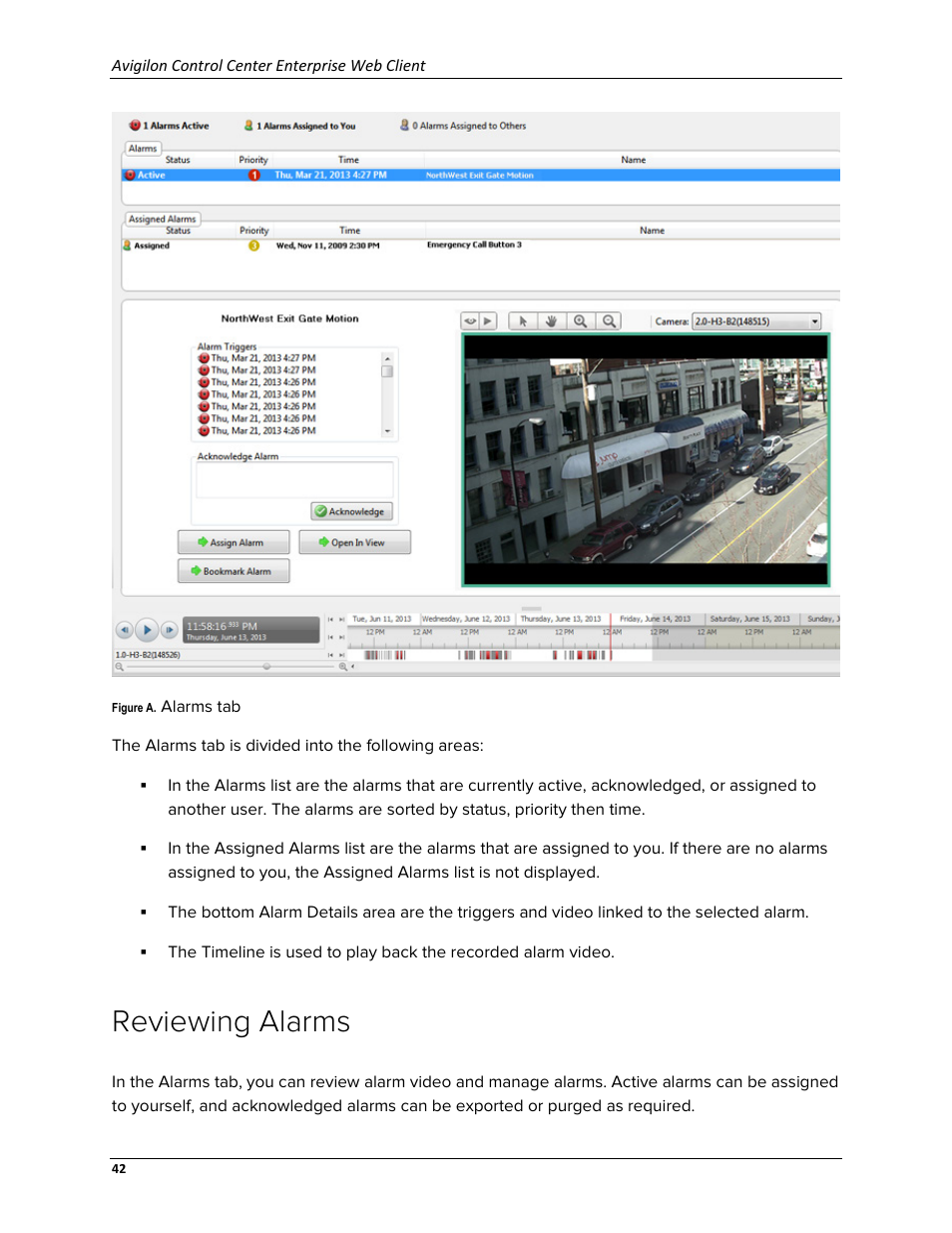 Reviewing alarms | Avigilon ACC Enterprise Web Version 5.2 User Manual | Page 52 / 90