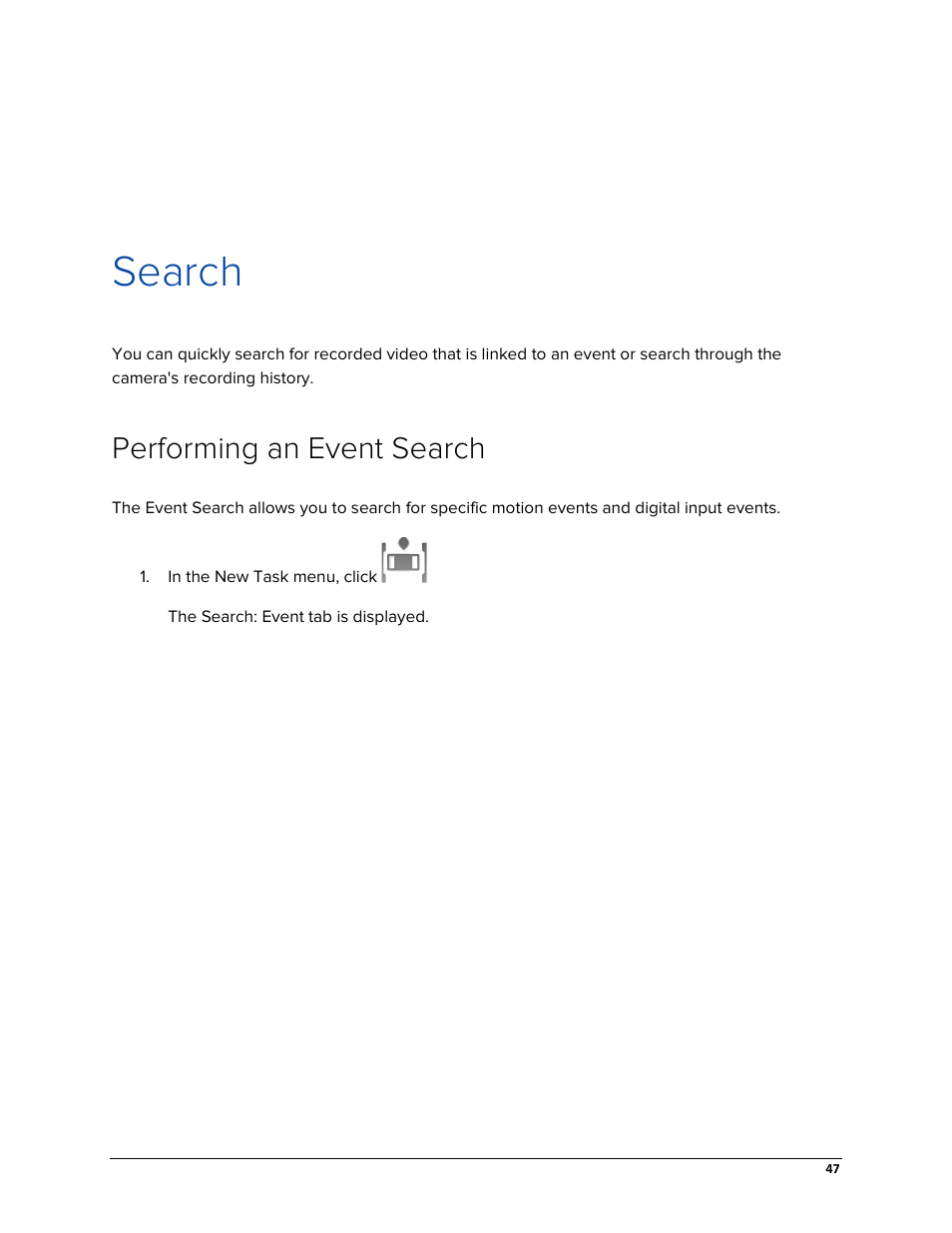 Search, Performing an event search | Avigilon ACC Enterprise Web Version 5.2 User Manual | Page 57 / 90