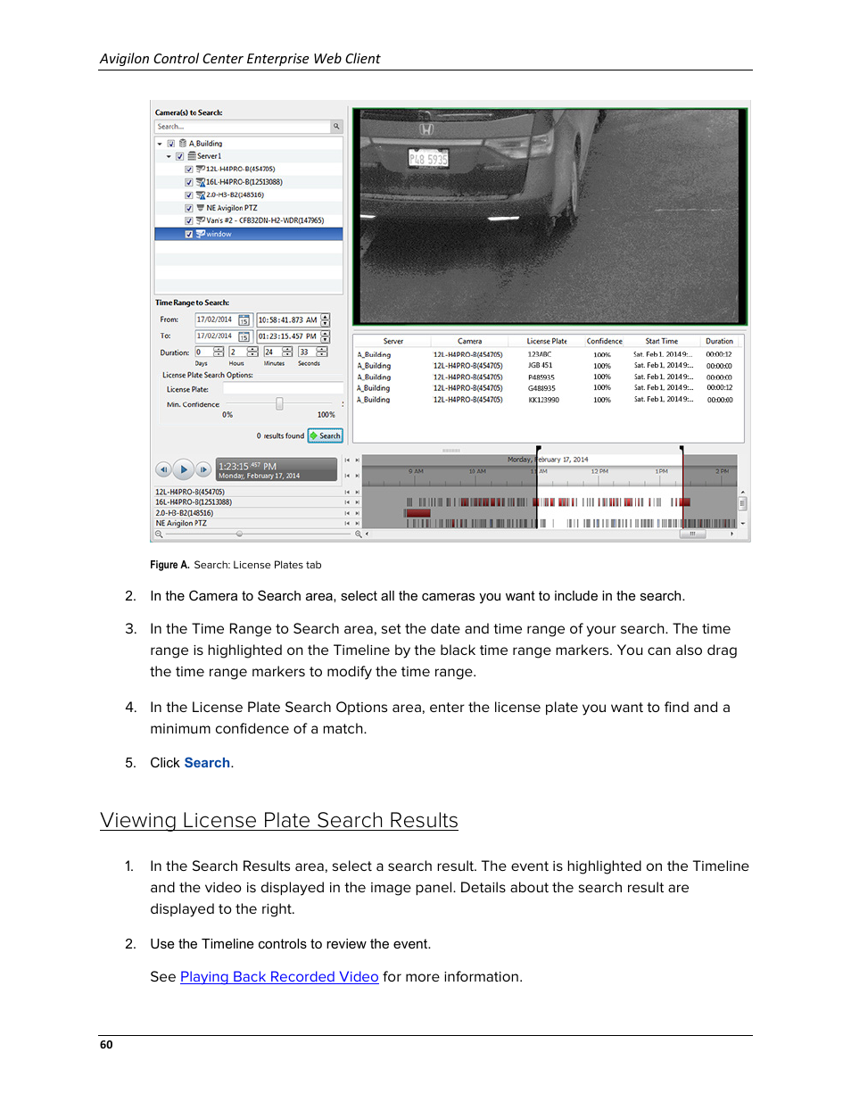 Viewing license plate search results | Avigilon ACC Enterprise Web Version 5.2 User Manual | Page 70 / 90