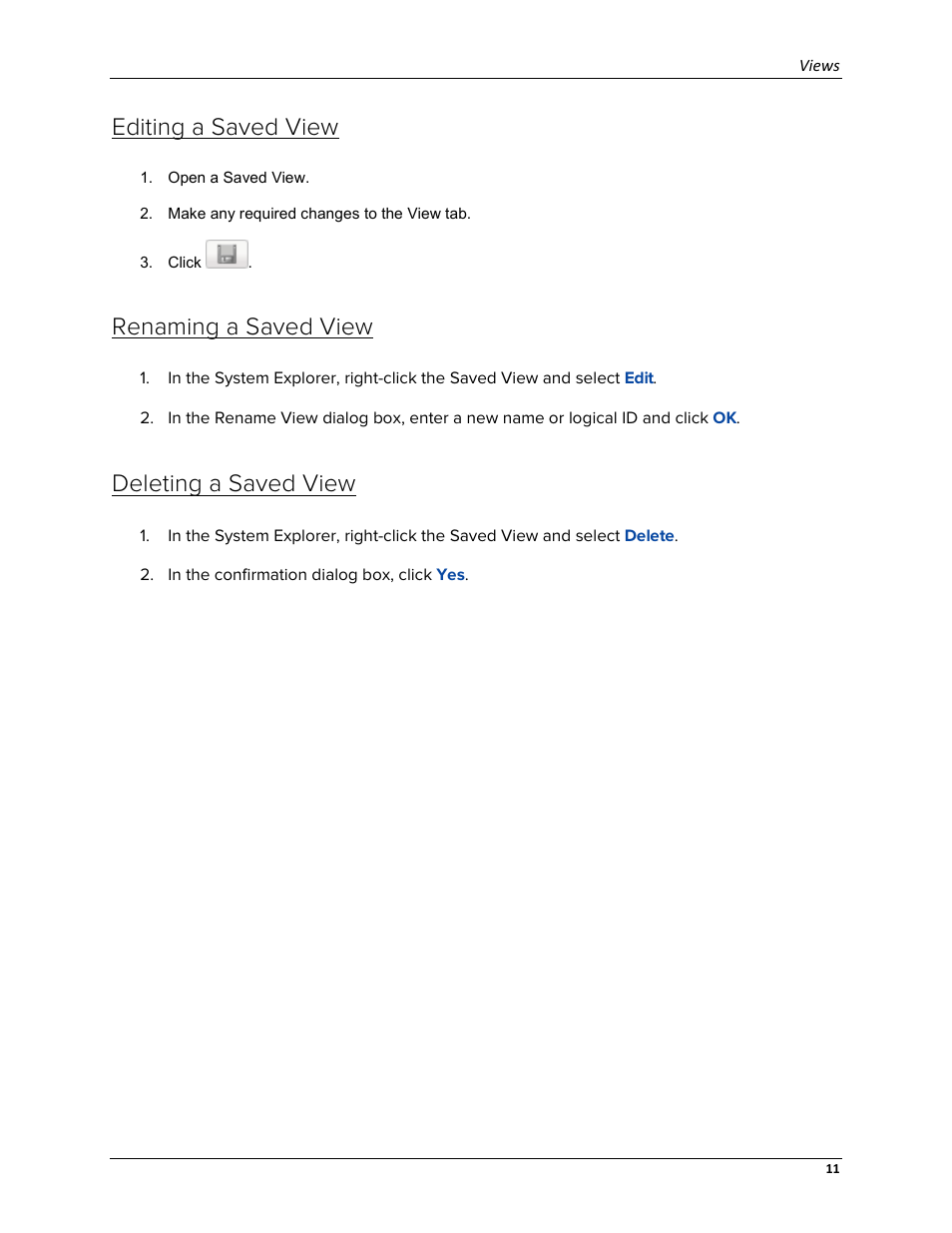 Editing a saved view, Renaming a saved view, Deleting a saved view | Avigilon ACC Standard Web Version 5.2 User Manual | Page 19 / 74