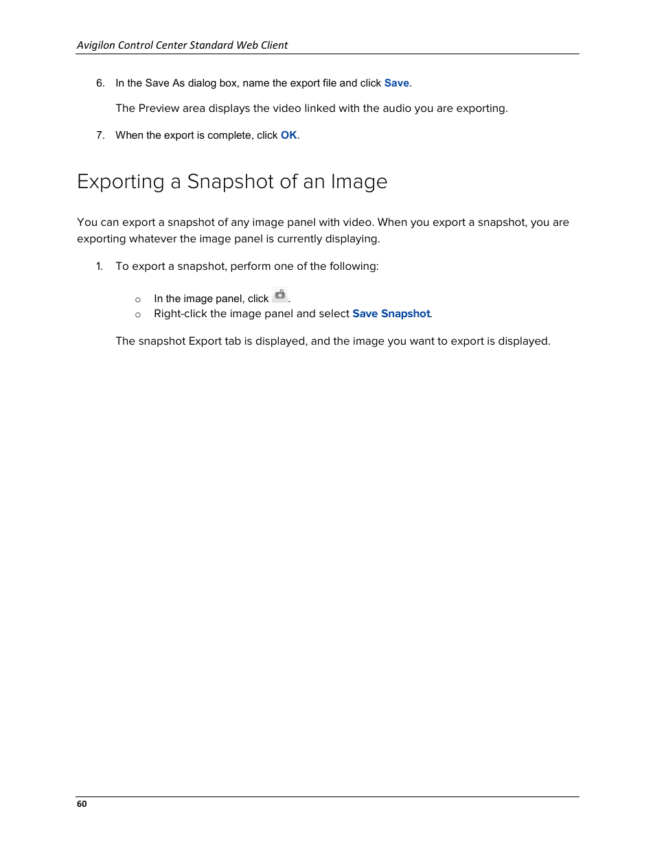 Exporting a snapshot of an image | Avigilon ACC Standard Web Version 5.2 User Manual | Page 68 / 74