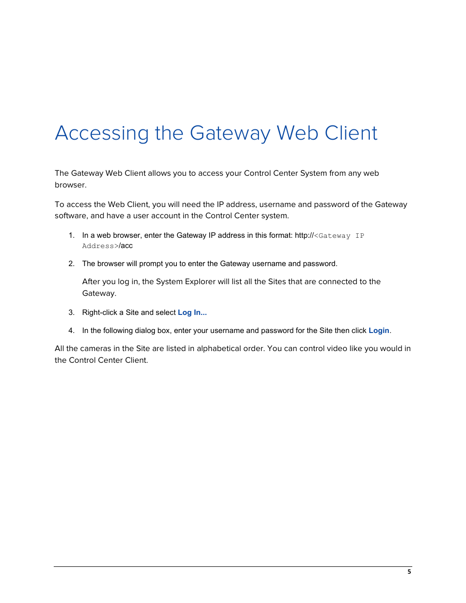 Accessing the gateway web client | Avigilon ACC Gateway Web Version 5.2 User Manual | Page 11 / 31