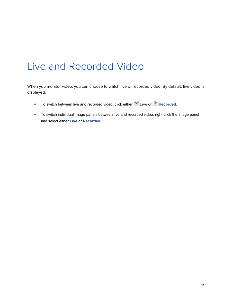 Live and recorded video | Avigilon ACC Gateway Web Version 5.2 User Manual | Page 17 / 31