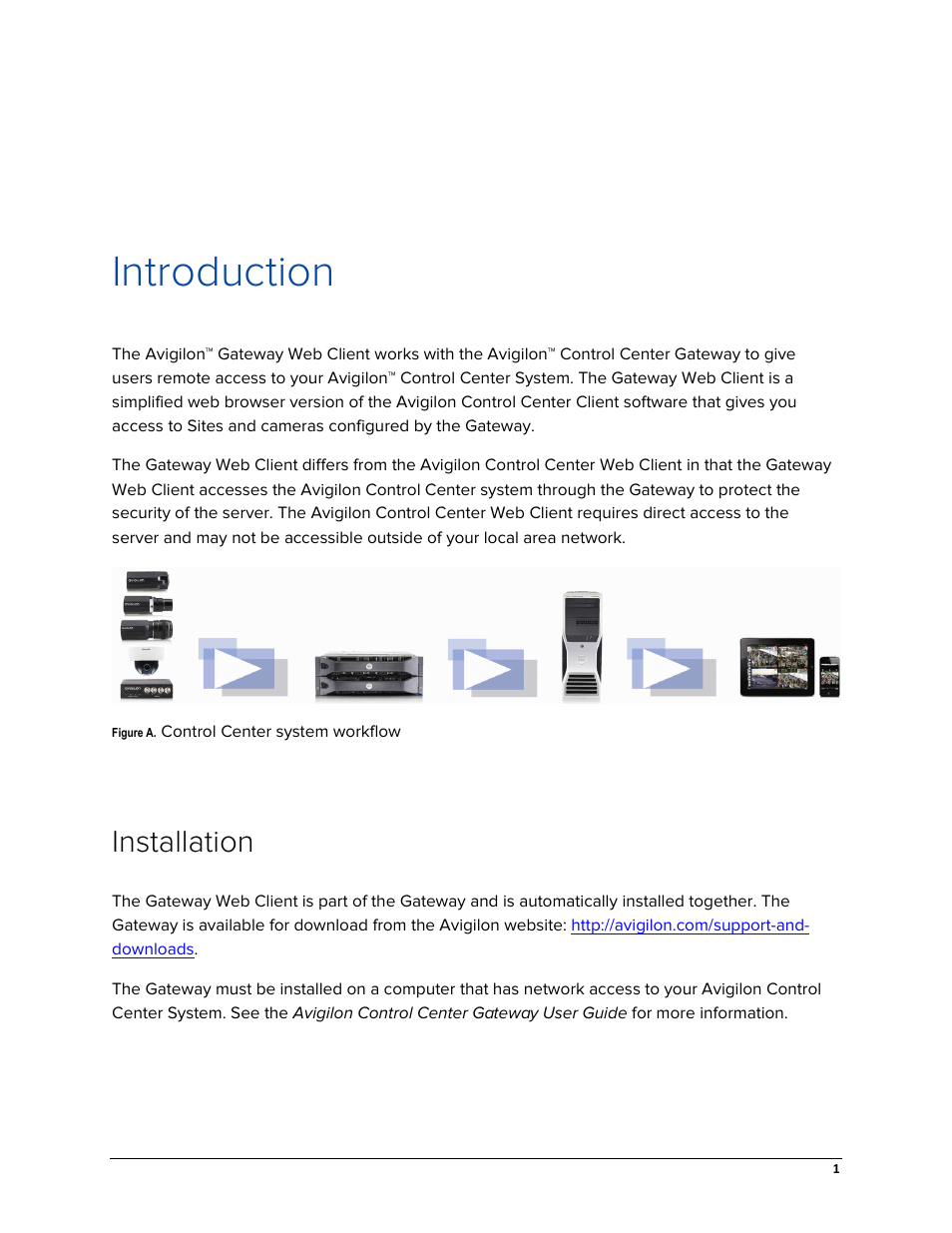 Introduction, Installation | Avigilon ACC Gateway Web Version 5.2 User Manual | Page 7 / 31