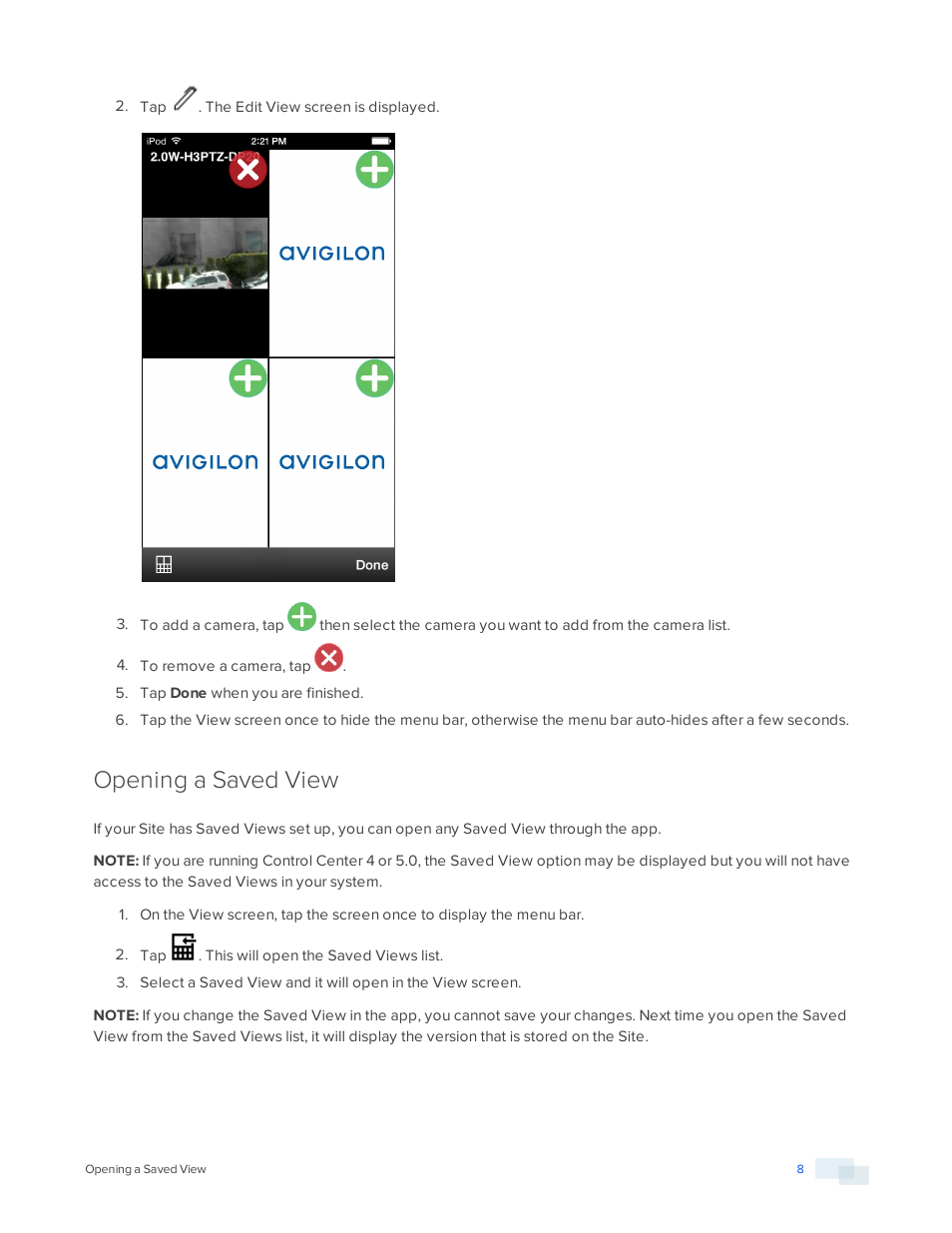 Opening a saved view | Avigilon ACC Mobile Version 1.4.0.2 for iOS User Manual | Page 11 / 19