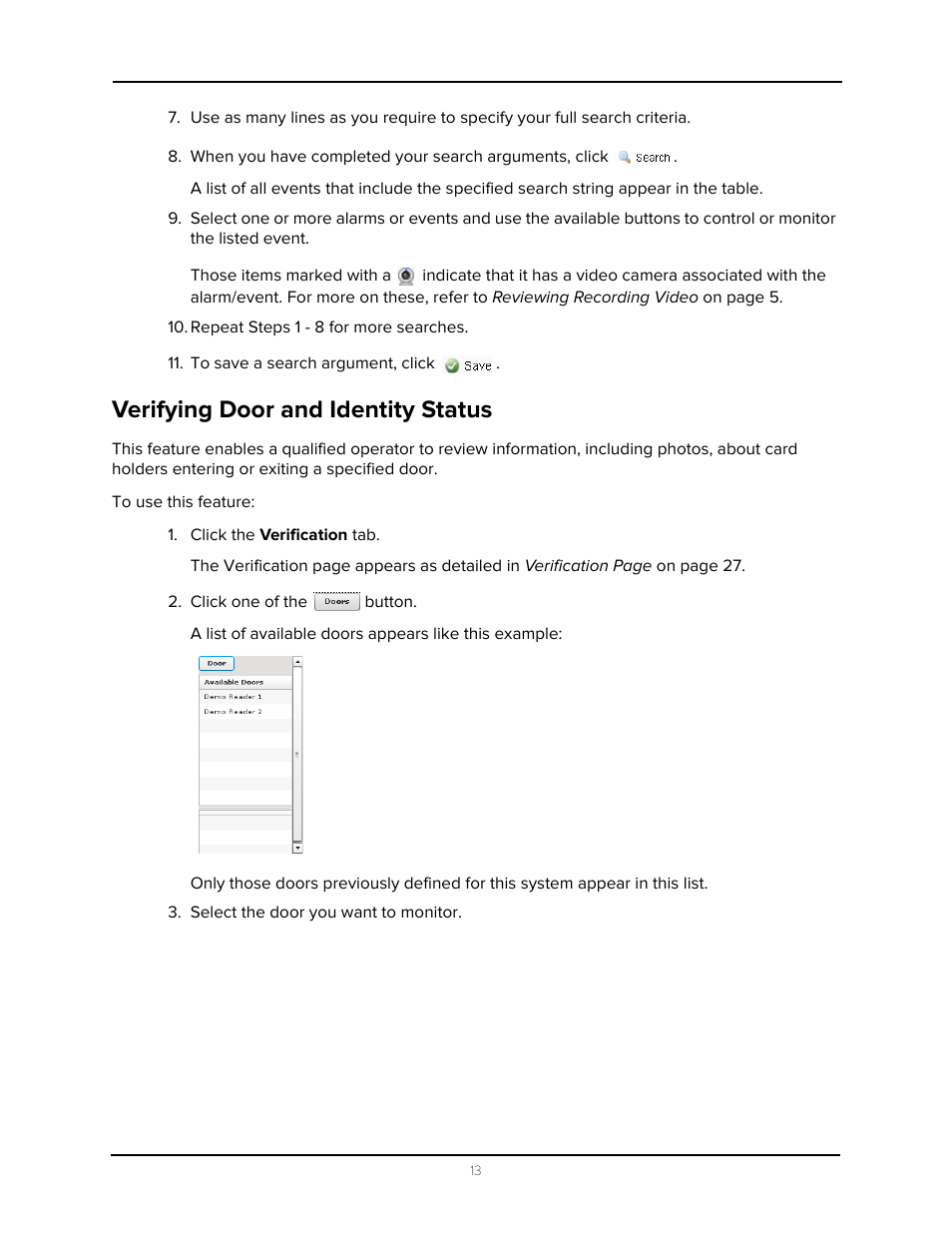 Verifying door and identity status | Avigilon Access Control Manager - Alarm Monitoring User Manual | Page 17 / 41