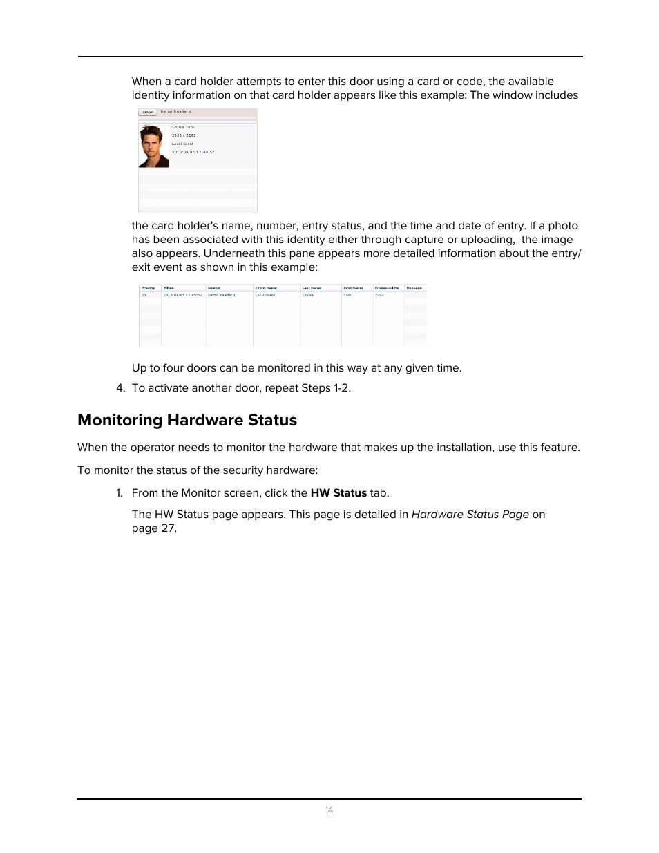 Monitoring hardware status | Avigilon Access Control Manager - Alarm Monitoring User Manual | Page 18 / 41